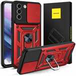 Etui Spacecase CamRing do Galaxy S21 FE, czerwone