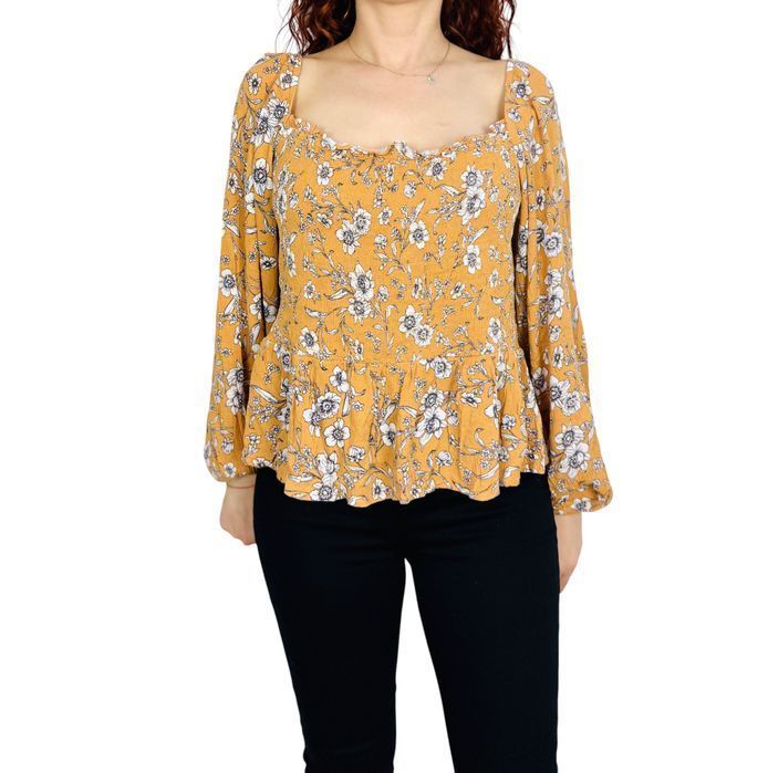 Bluzka musztardowa w kwiaty XXL 44 Primark