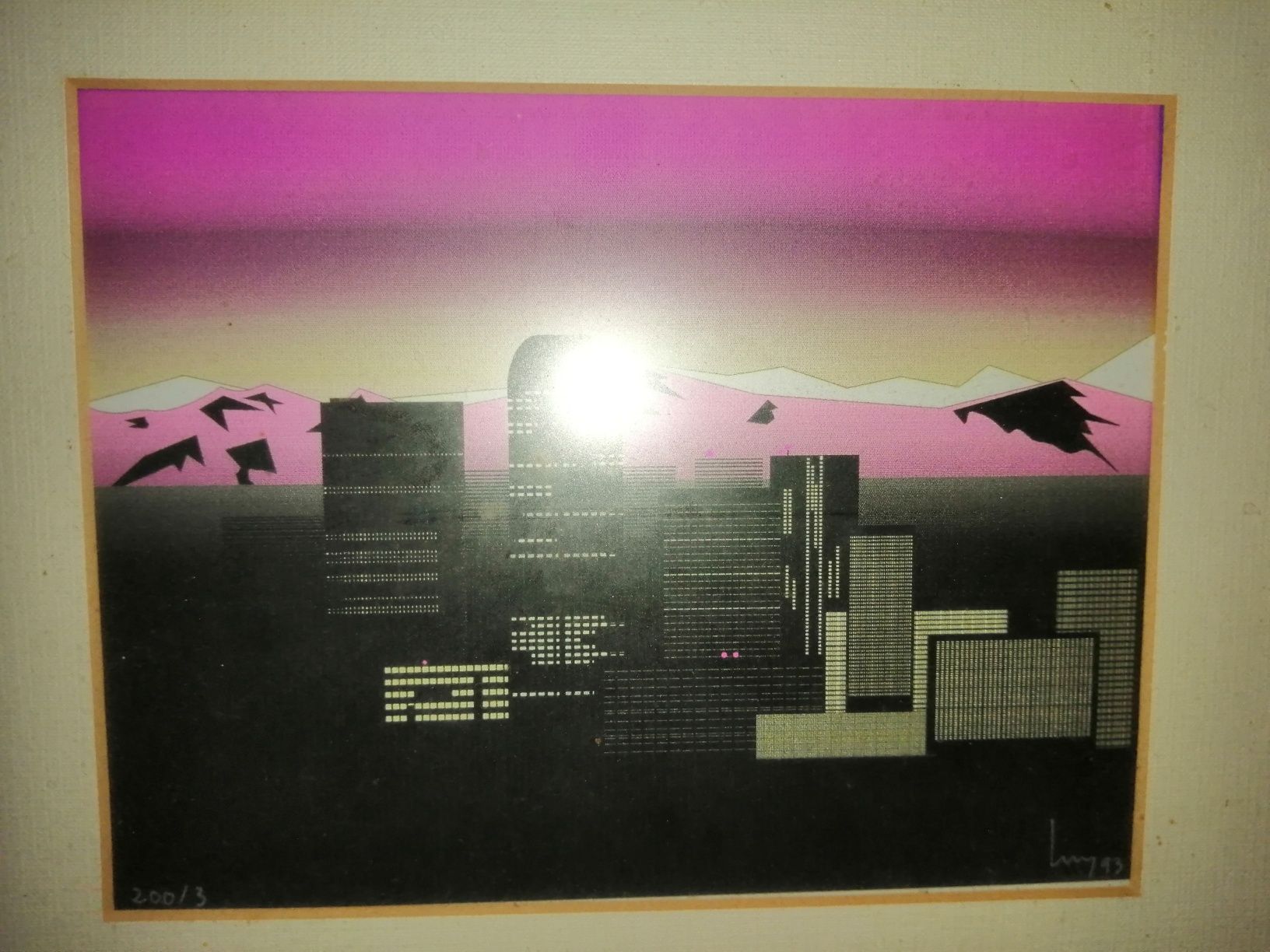 Quadro "Paisagem urbana noite cidade "Medidas	38 cm x 34 cm Como novo!