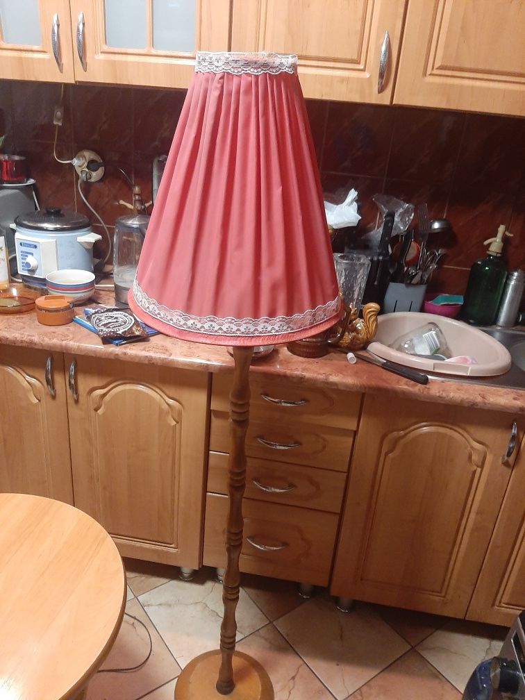 Lampa stojąca z abażurem prl