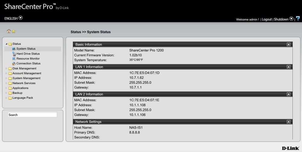 Мережеве сховище NAS D-Link DNS-1200-05