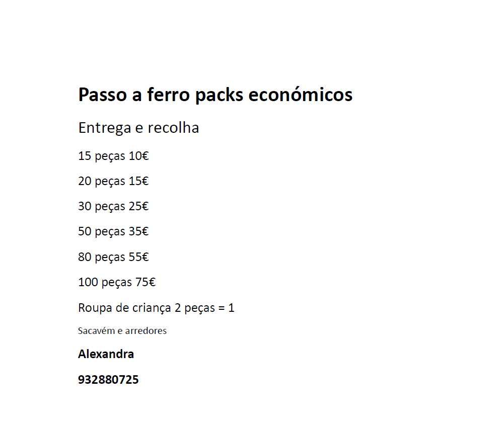 Passo a Ferro e outros serviços domésticos