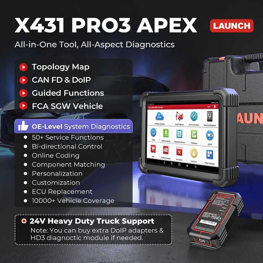 Launch X431 PRO3 APEX Maq Diagnostico OBD 10" Profissional (NOVO)