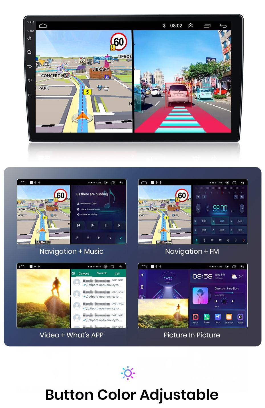 Rádio Android Honda ACCORD 8 Carplay Wi-Fi GPS Bluetooth NOVO