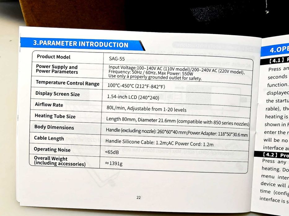 Фен 550Вт Fnirsi SAG-55 550W