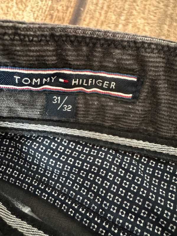 Spodnie męskie Tommy Hilfiger L sztruks W31 L32 szare rozmiar L