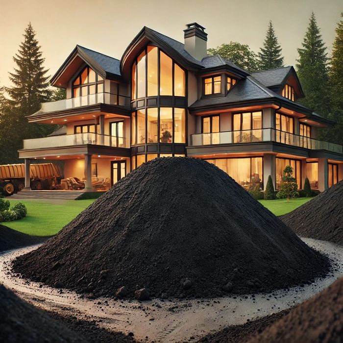 Чернозем-плодородный грунт, сыпец, навоз, удобрение, песок, щебень