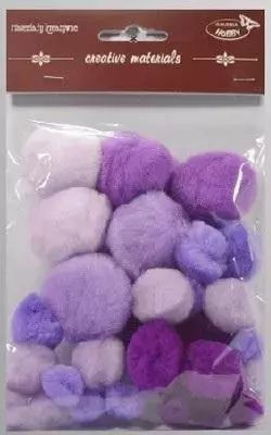 Pompony tonacyjne fioletowe 15-40mm 30szt. Galeria Hobby