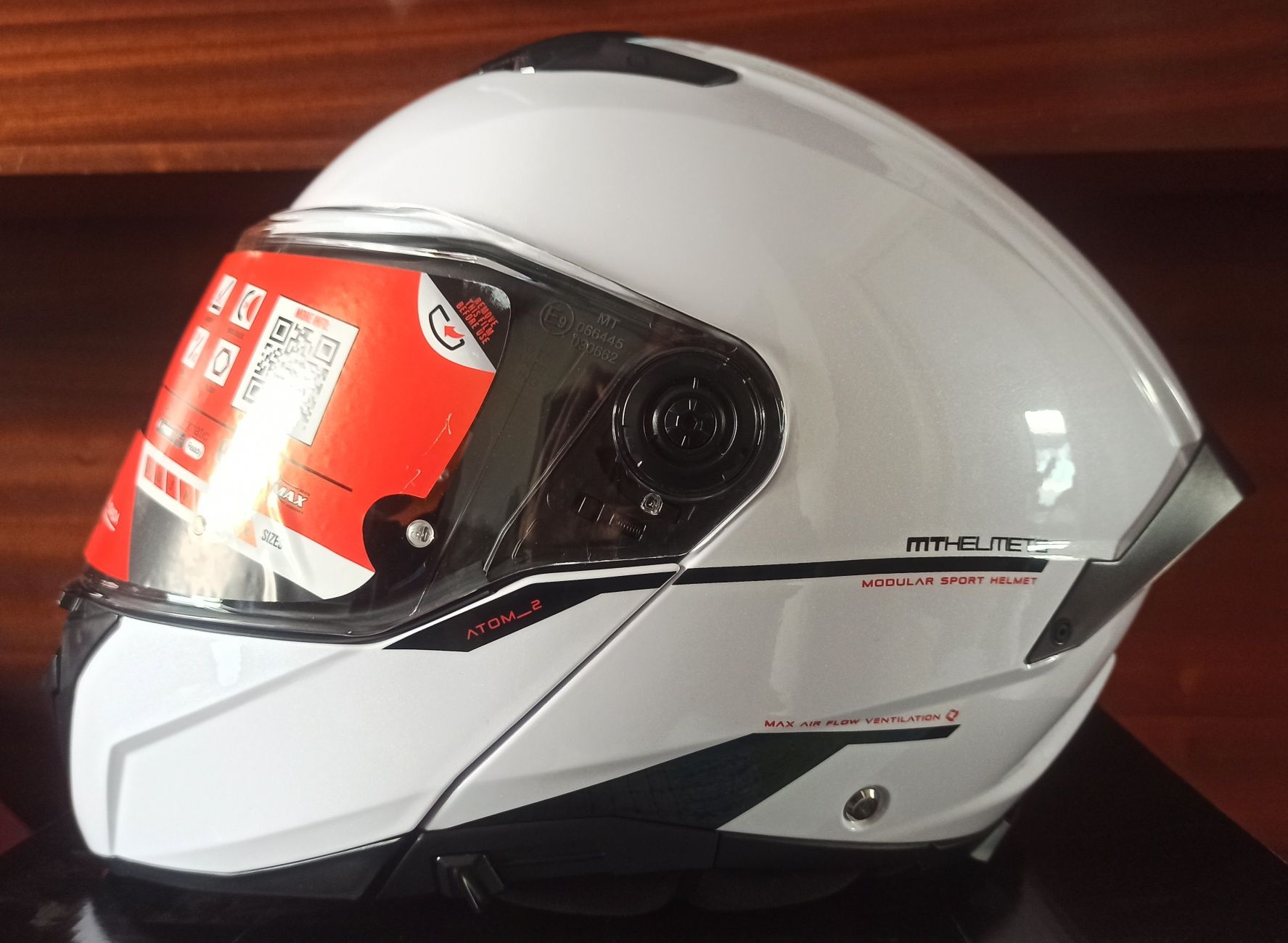 Capacete modular moto  MT ATOM 2 SV branco tamanho L