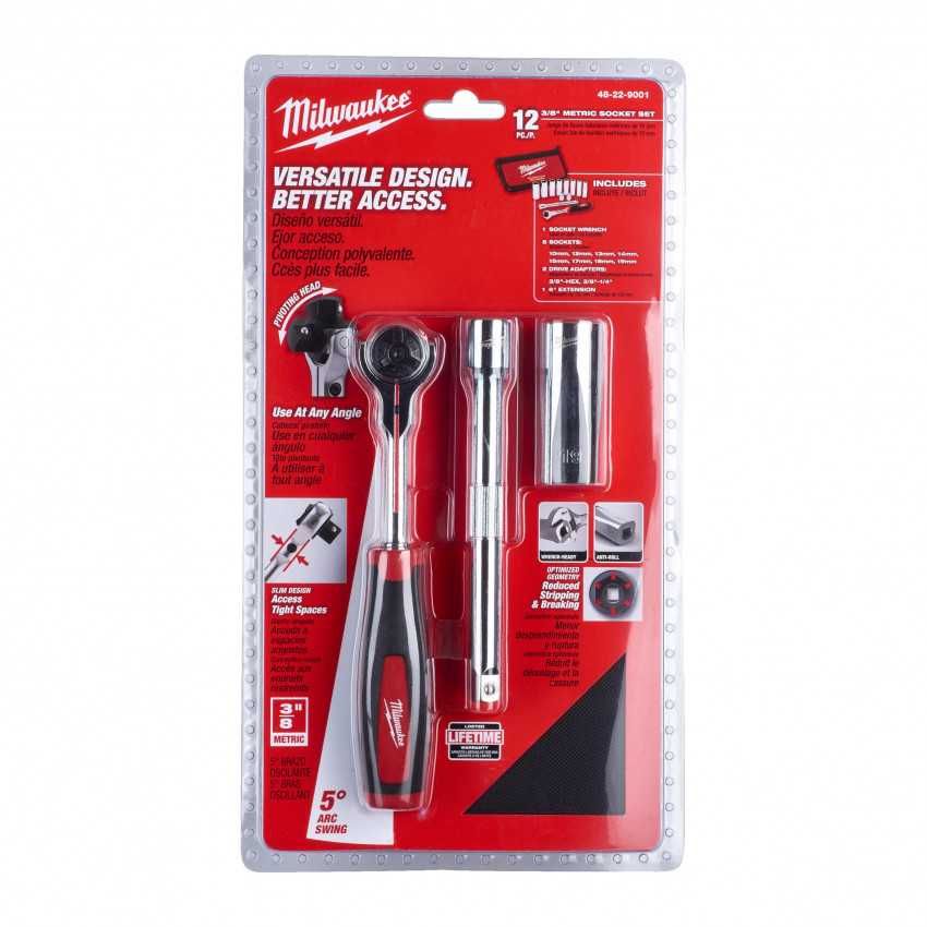 Набір метричних хромованих головок Milwaukee 3/8" (12 шт)