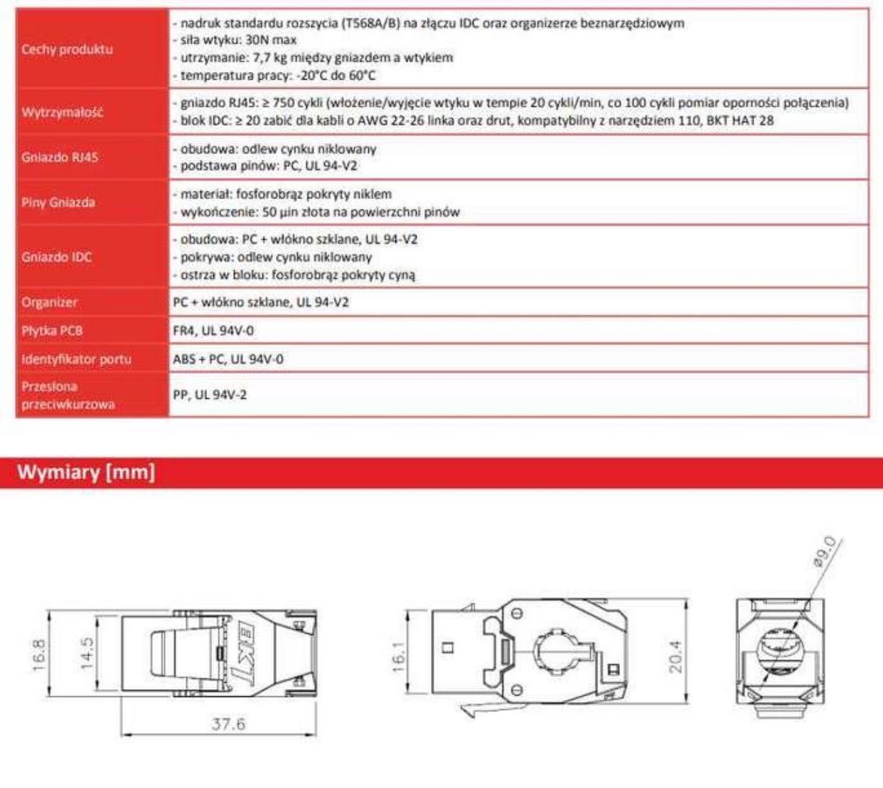 Moduł BKT RJ45 kat.5e, Ekranowany, Keystone, Beznarzędziowy