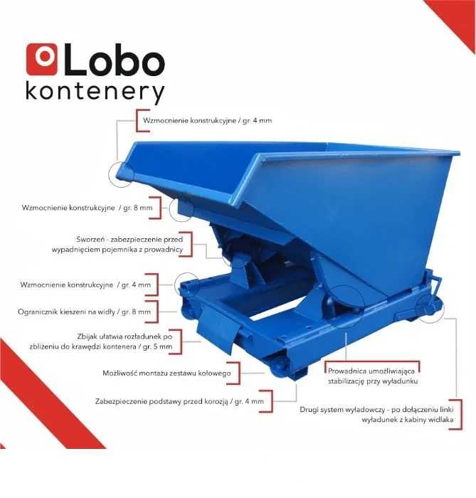 Kontener pod CNC / Koleba na wózek widłowy / Pojemnik 300L - Premium