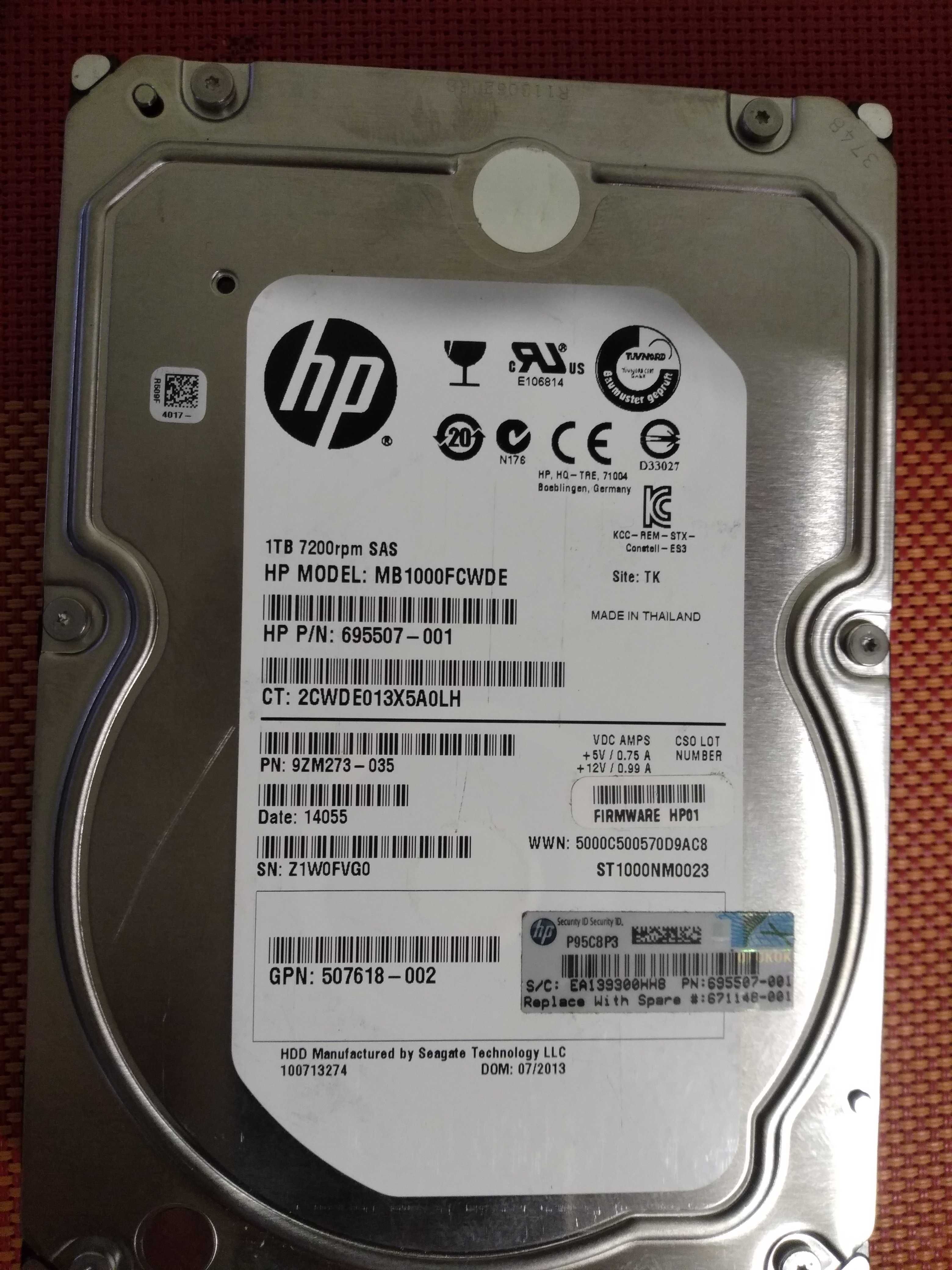Жесткий диск HP Enterprise 1TB 7200 3,5" SAS. Торг.