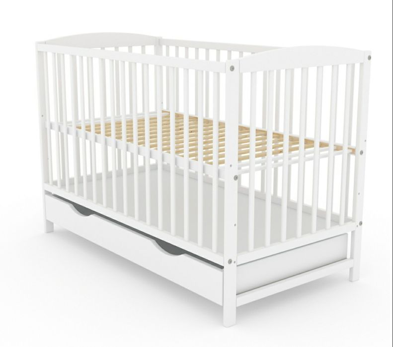 Łóżeczko drewniane dziecięce/niemowlęce 3 w 1 z szufladą 120 x 60 cm