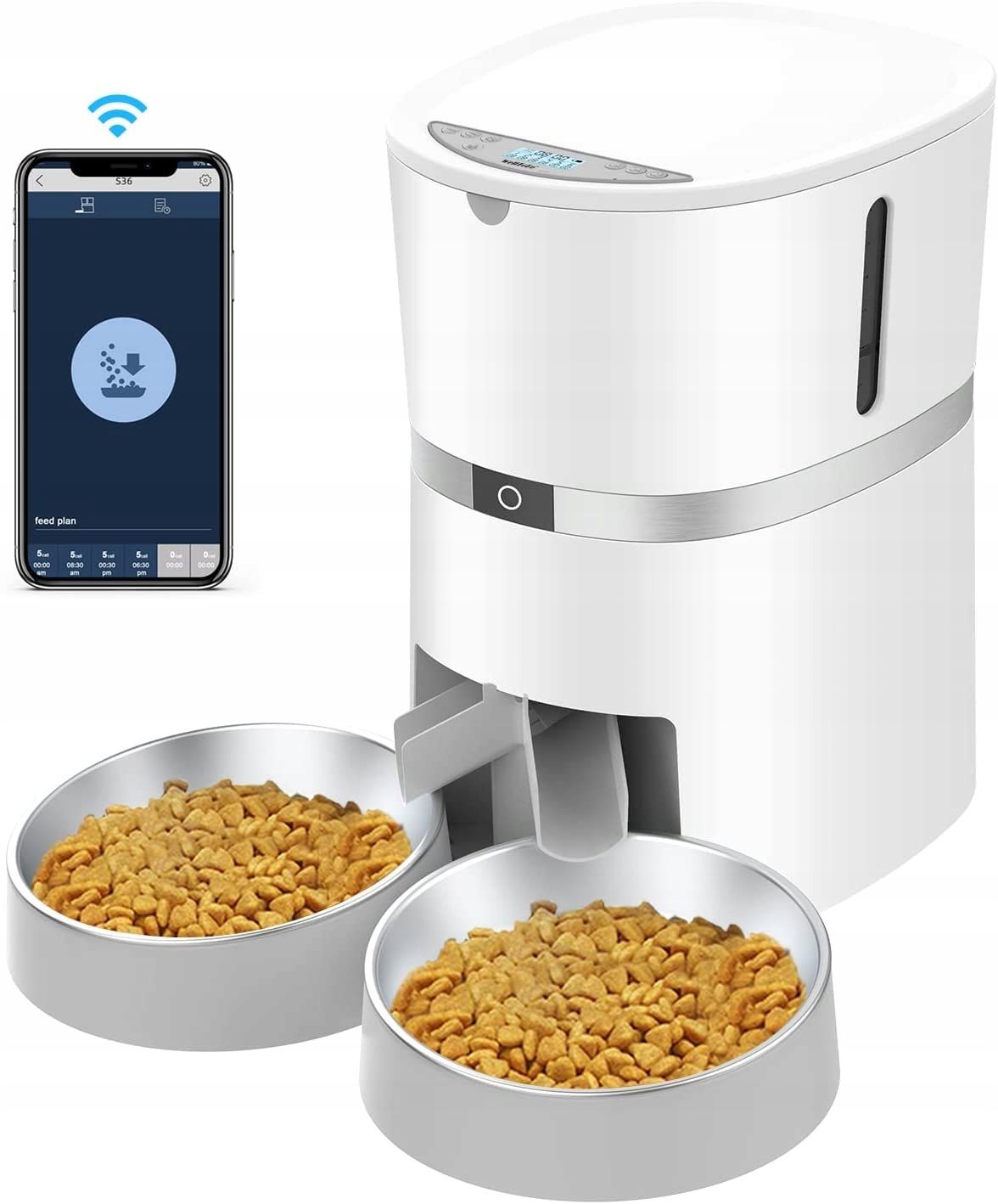 Smart Futterautomat dla Kota i Psa, WiFi, App, 4L, 6 Posiłków Dziennie