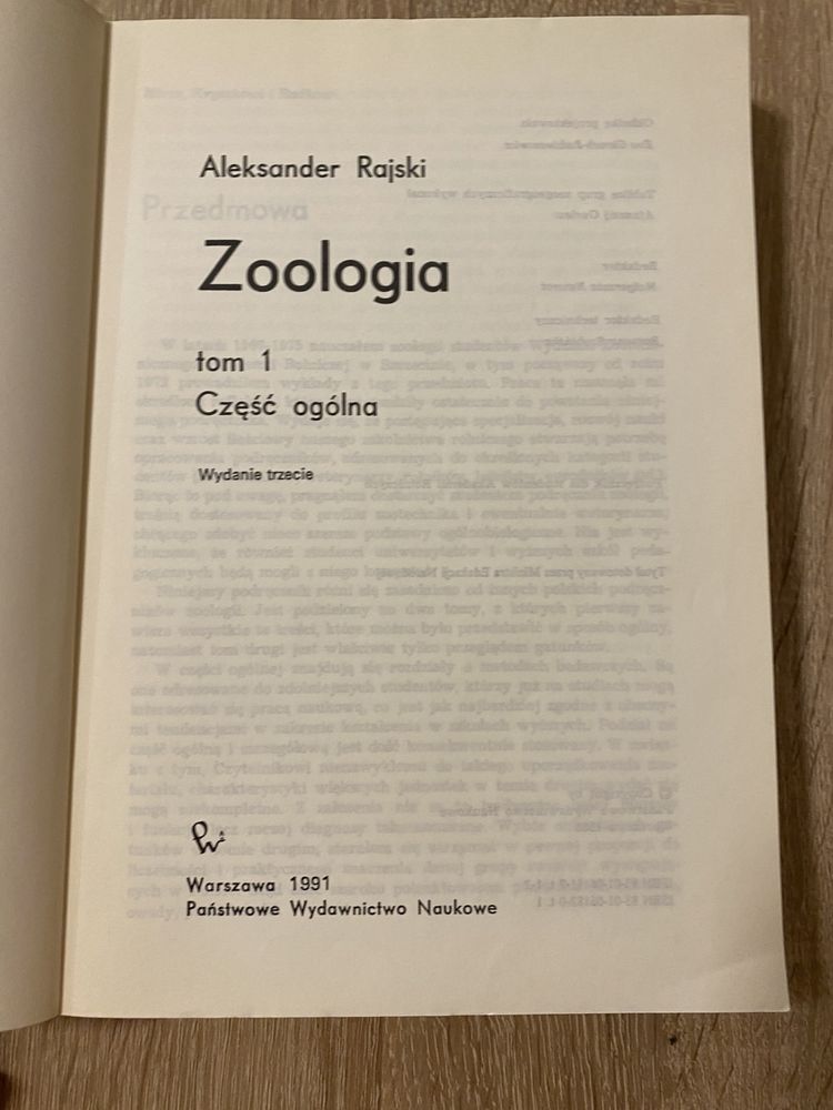 Zoologia Tom 1 część ogólna