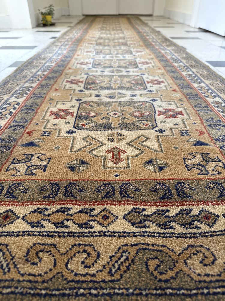 Tapete antigo comprido estilo oriental 3,42 m x 0,70 m bom estado