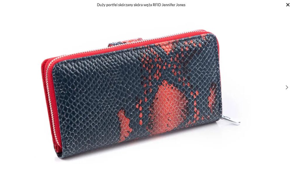 duży portfel skórzany skóra węża rfid
