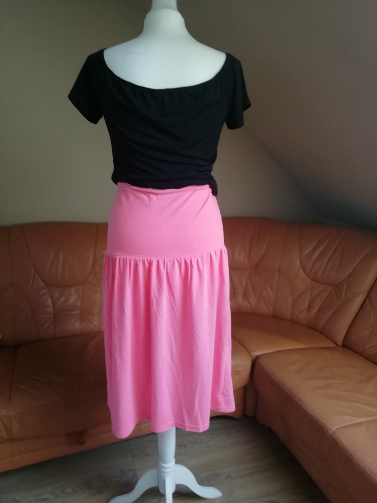 Spódnica midi/sukienka F&F, neonowy róż, barbie core