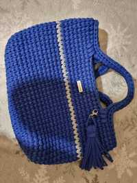 Niebieska torebka ze sznurka hand made śliczna
