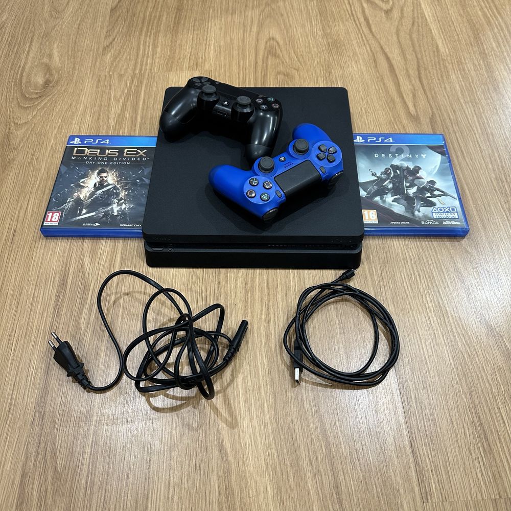 Ps4 slim 1Tb + 2 comandos + 2 jogos