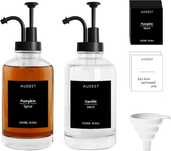 Dozownik syropu do kawy 2szt 500 ml szklane z 22 naklejkami, lejek,