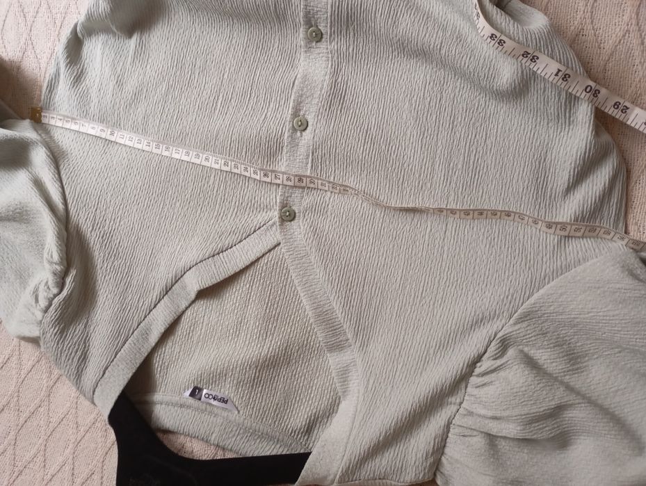 Szałwiowa miętowa sukienka na lato L tkanina strukturalna