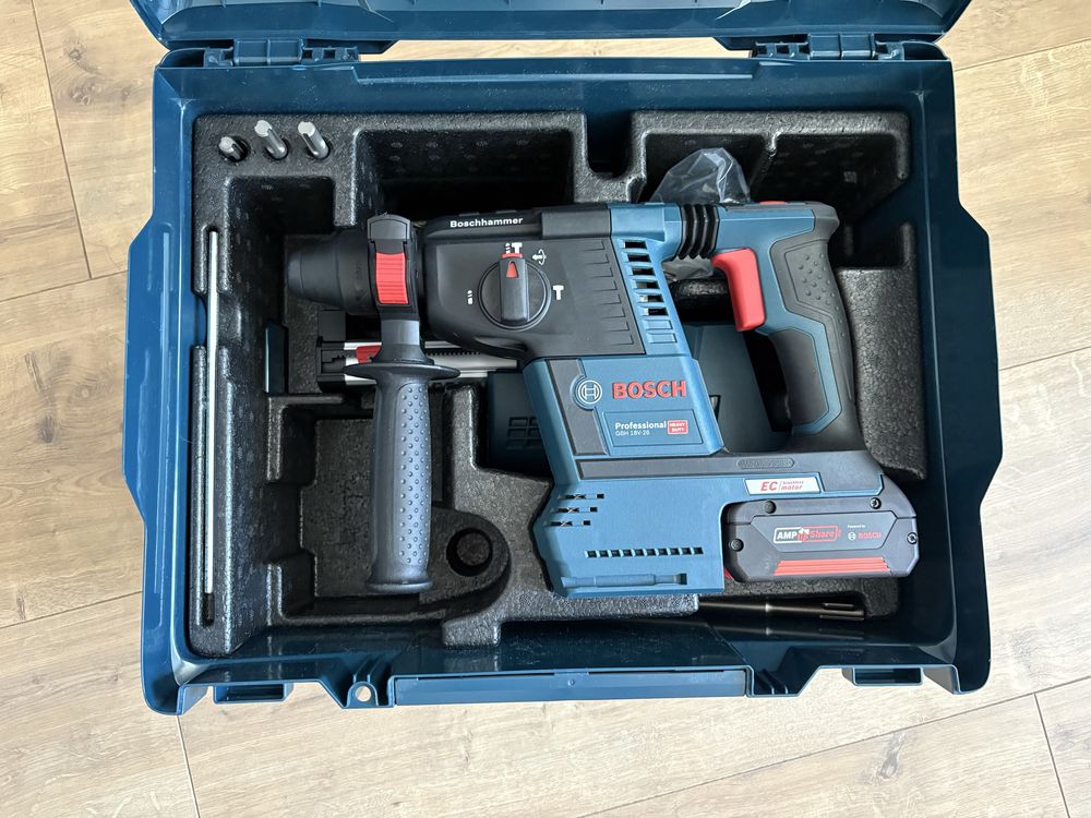 Młotowiertarka Bosch GBH 18V-26 + 5 Ah + Odsysacz + Box Sortimo