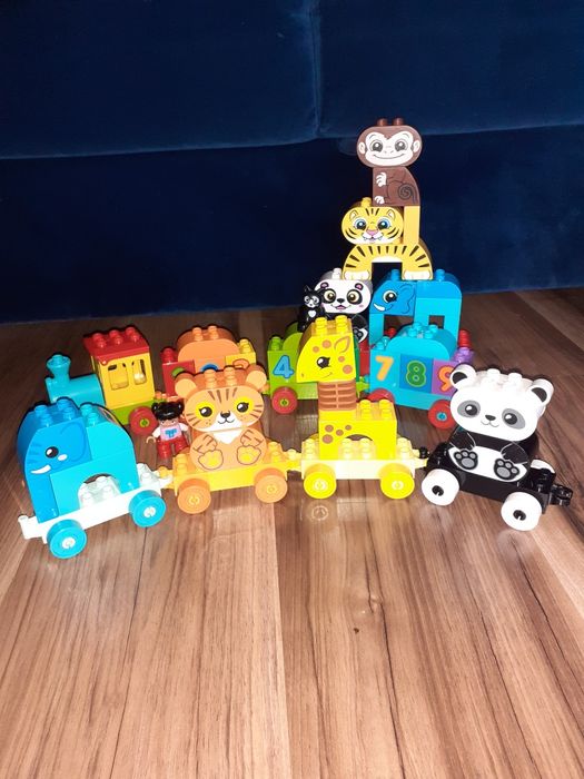Lego duplo pociąg ze zwierzątkami 10955, cyferkami 10954 i równoważnia