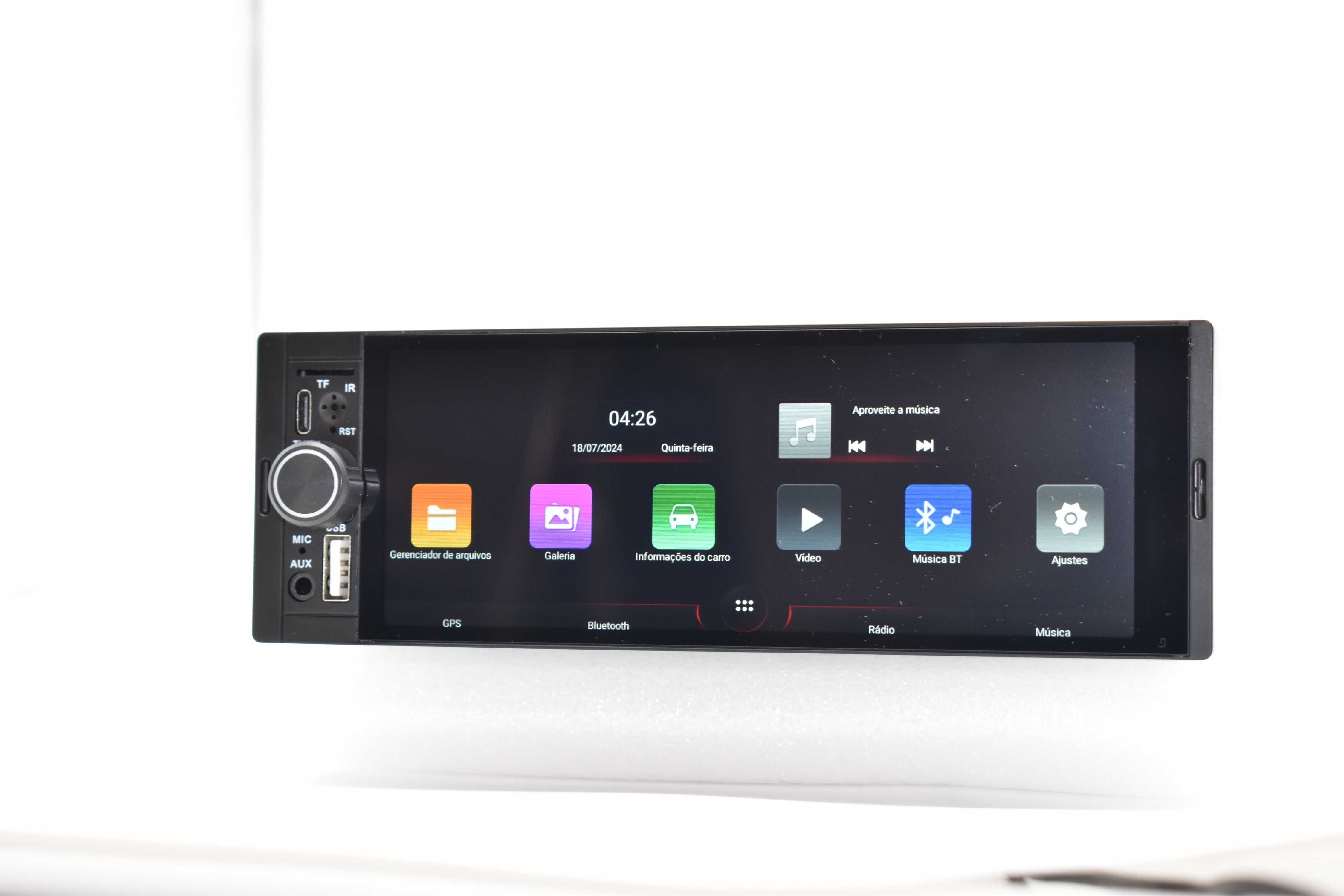 Rádio 1 DIN Android Universal – GPS Carplay - Novo