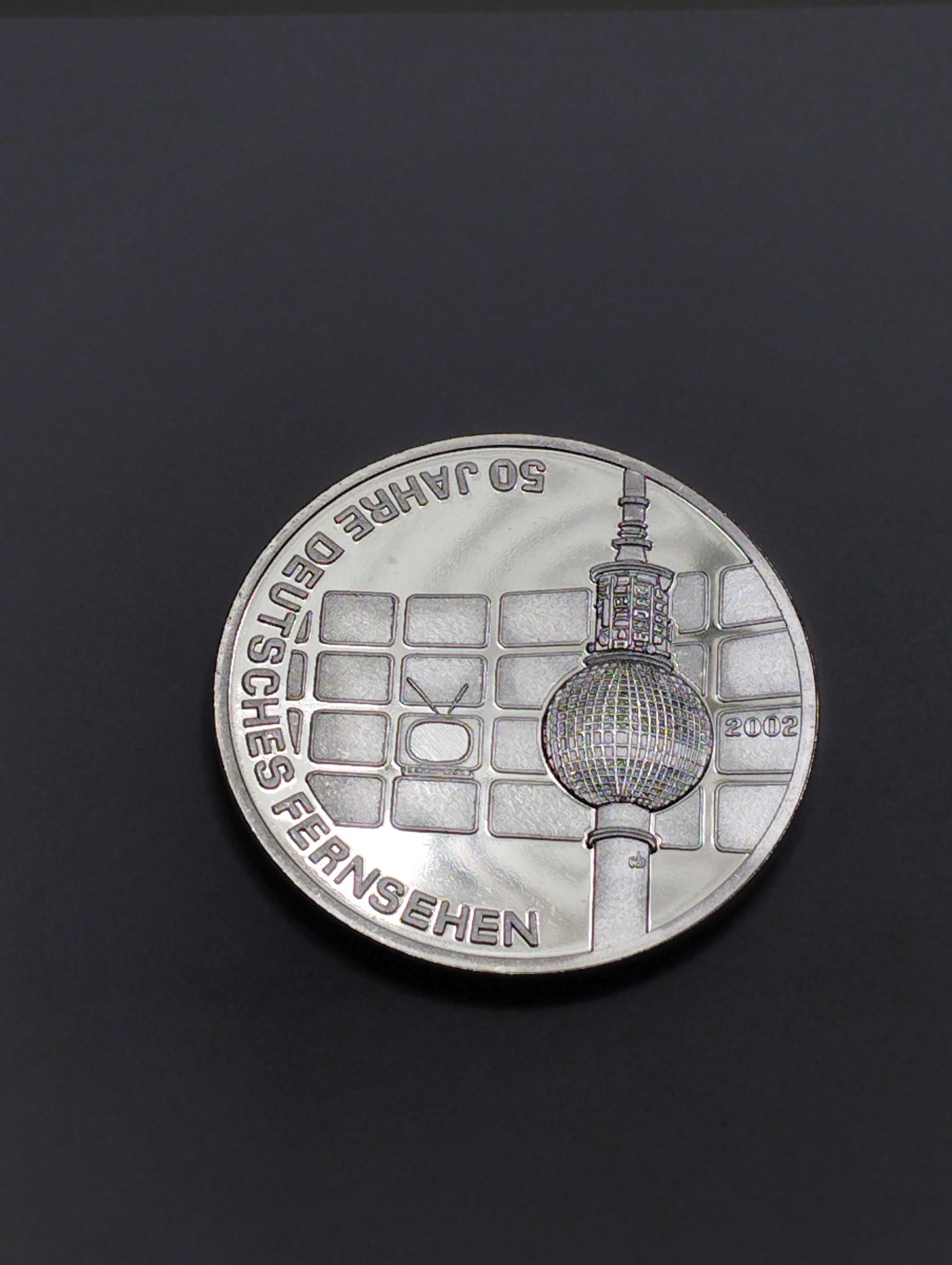 Nowy posrebrzany Medal w kapslu 50 lat niemieckiej telewizji 2002r.