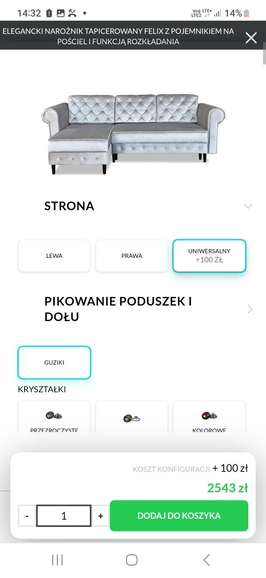 Narożnik Feliks Glamour czarny