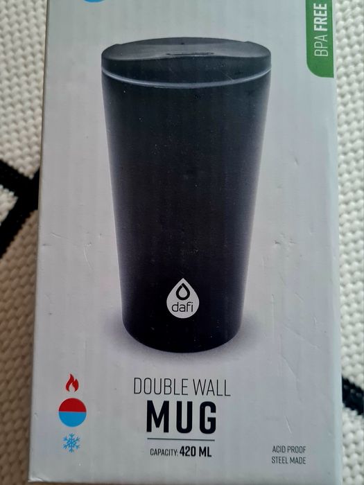 Dafi Double Wall kubek termiczny z pokrywką 420 ml czarny termokubek