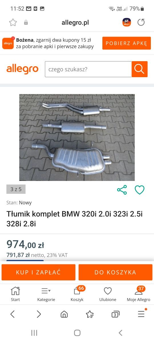 Wydech Kompletny Układ wydechowy BMW E36 320i dedykowany Nowy