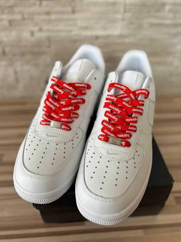 AF1\Powietrze*airDamskieNikeForce1SupremeWhite UnisexTrampki Rozm.45