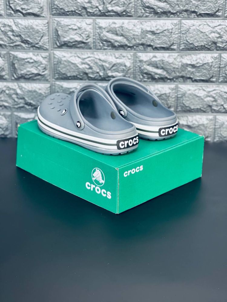 Мужские шлепанцы crocs серые топовые кроксы супер мягкие