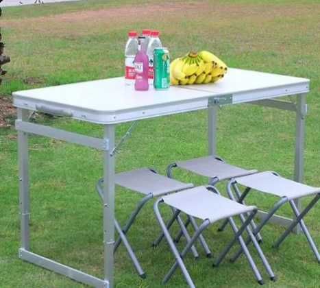 Стол складной усиленный с 4 стульями для пикника. Раскладной столик
