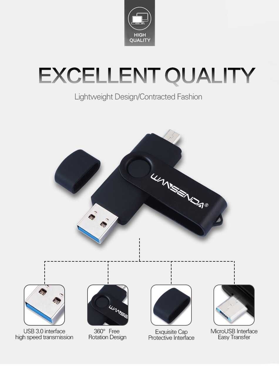 Флешка 32 GB 3.0 OTG 2в1 USB Micro-USB ЮСБ 32 ГБ 2in1 android пам'ять