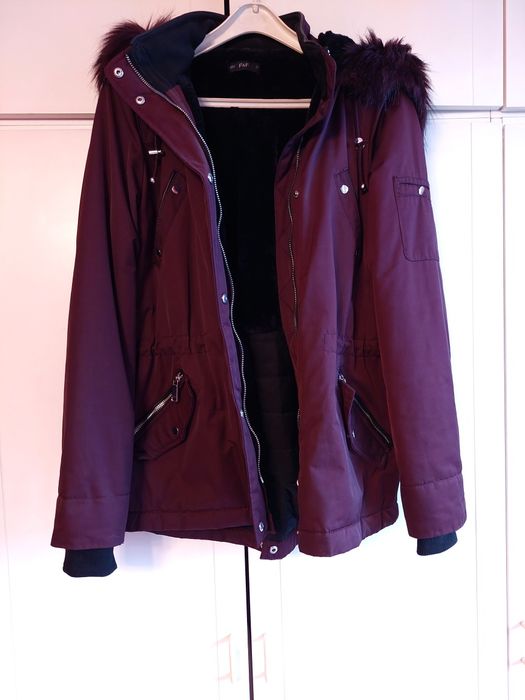 Kurtka z kapturem bordowa zimowa F&F rozmiar S