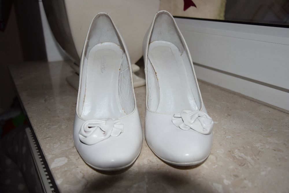 buty ślubne, białe, rozm. 38 - SKÓRZANE - Polecam