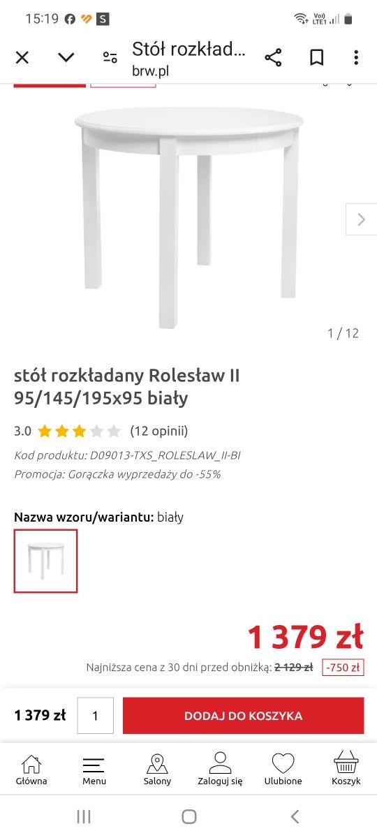 Stół okrągły biały