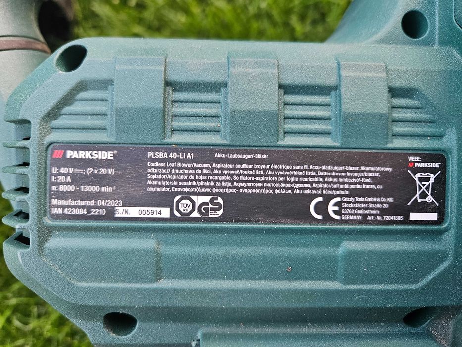 Akumulatorowa dmuchawa i odkurzacz do liści Parkside 40 V, PLSBA 40-Li
