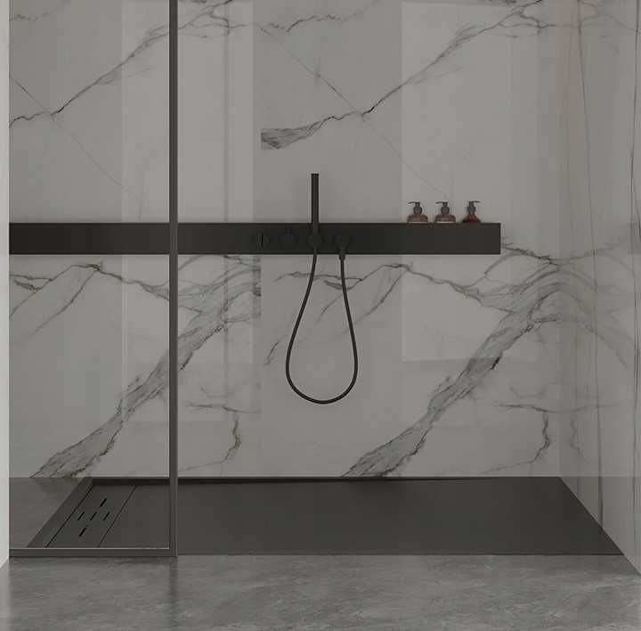 Brodzik pryszniczowy prostokątny imitacja kamienia  czarny 120x80 CM