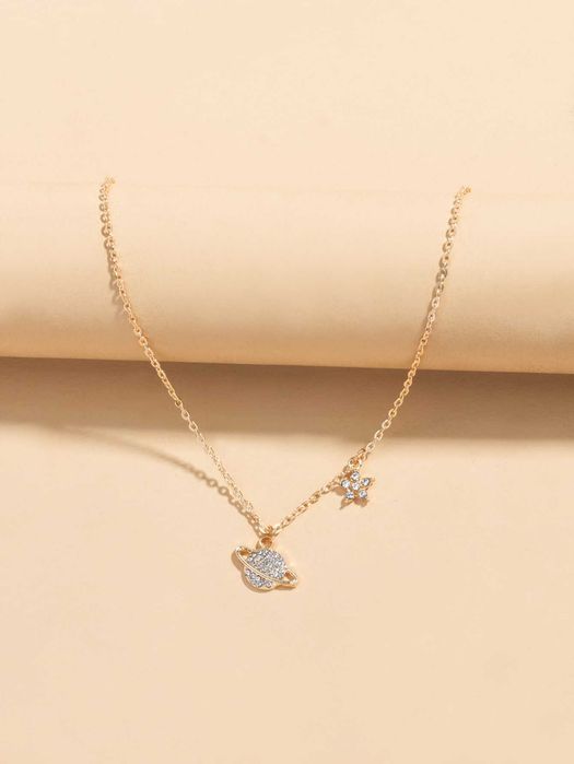 Colar Charme Planeta com Estrass