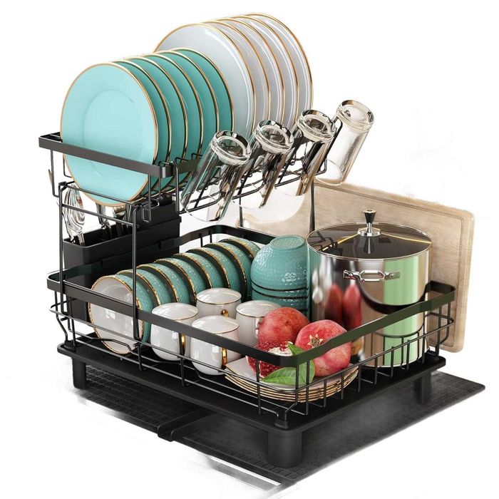 Suszarka do Naczyń MAJALiS 2 Poziomy Stal Nierdzewna Tacka Obrotowa