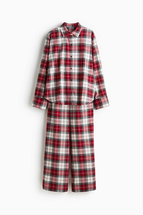Piżama bawełniana Koszula ze Spodniami S NOWA Kolekcja krata czerwona