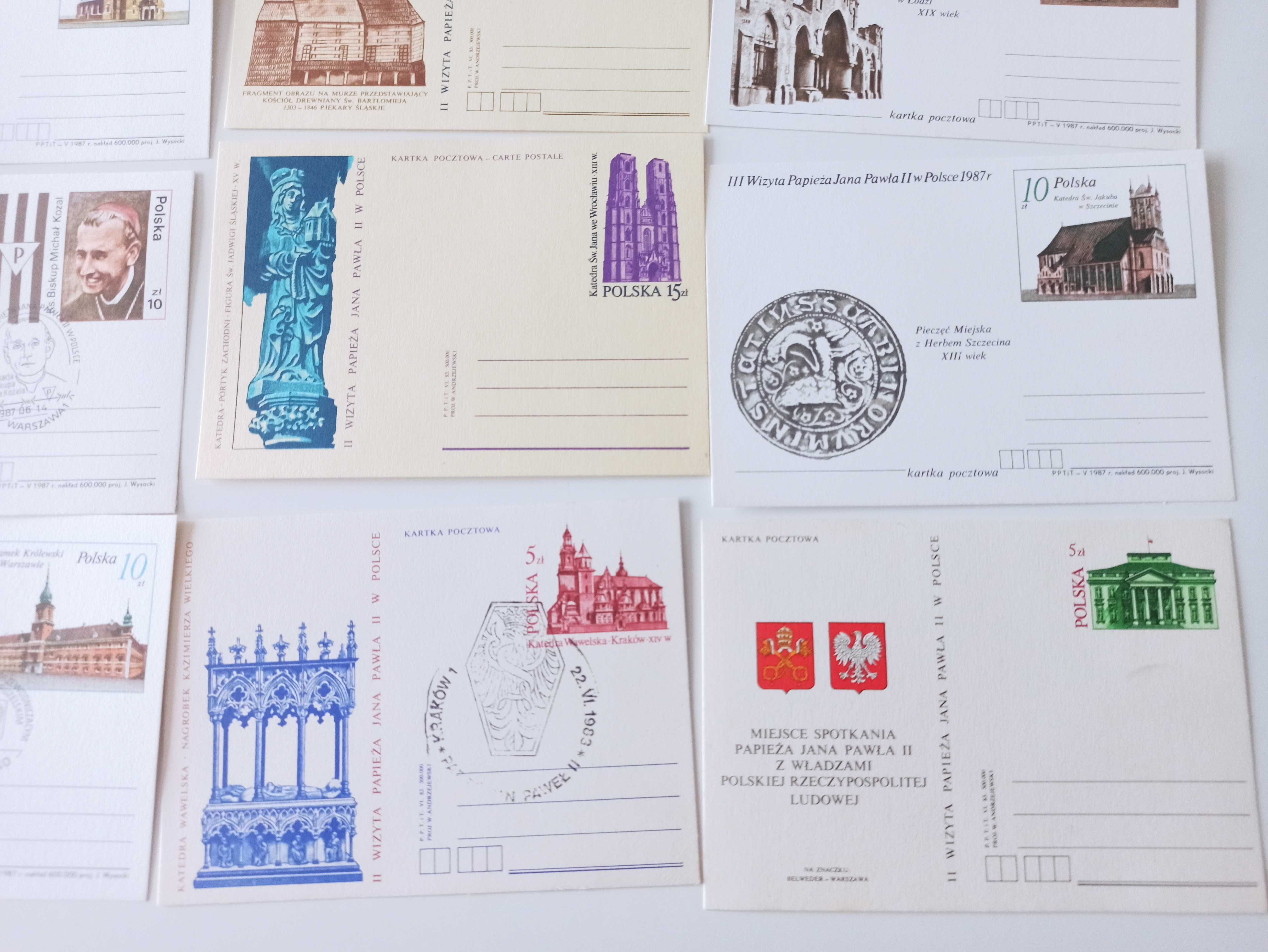 znaczki pocztowe papież Jan Paweł II pocztówki 20 sztuk klaser 1987