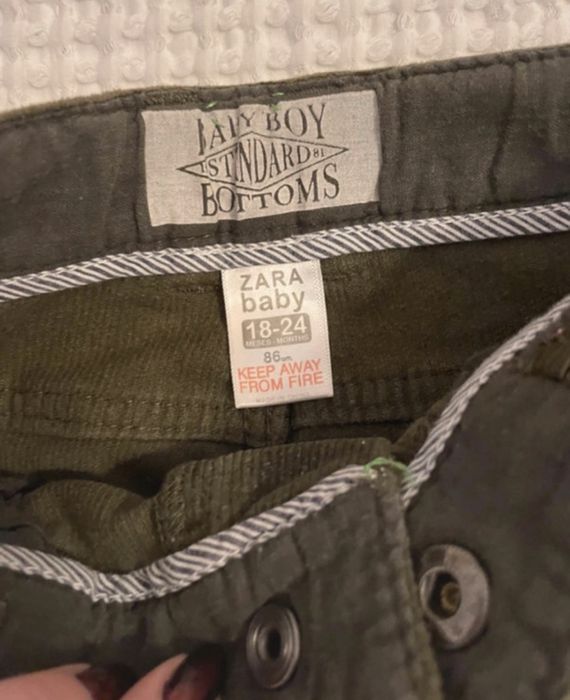 Zara sodbie sztruksy zielone jesien 86 12/18 m