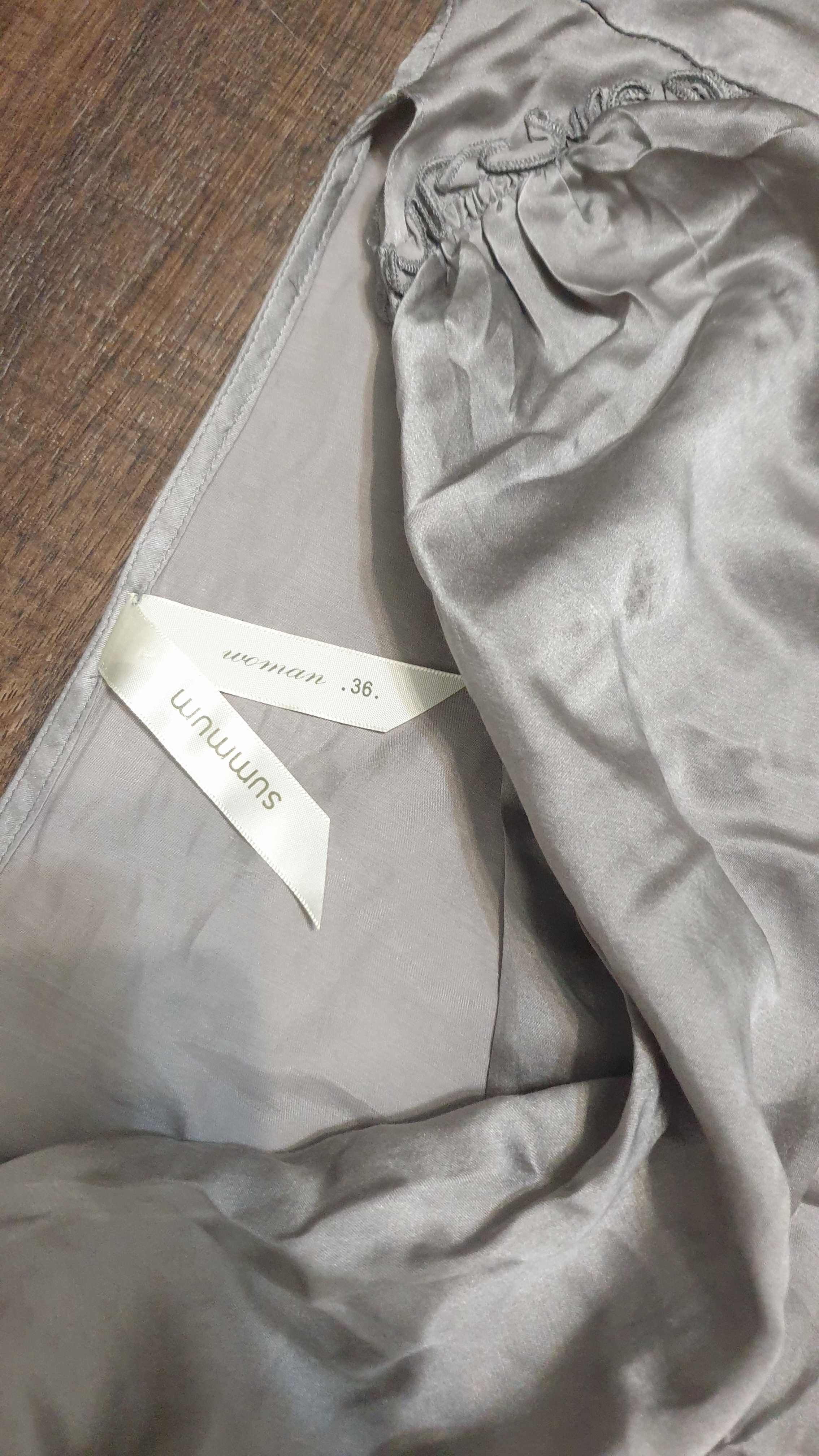 049 sukienka r 36 S srebrna jedwab summum