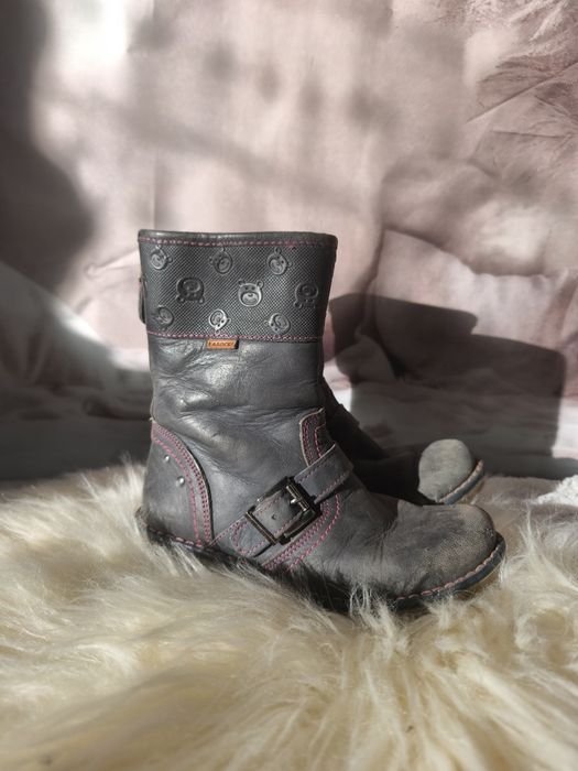 Kozaki skórzane Lasocki 29 granatowe buty zimowe